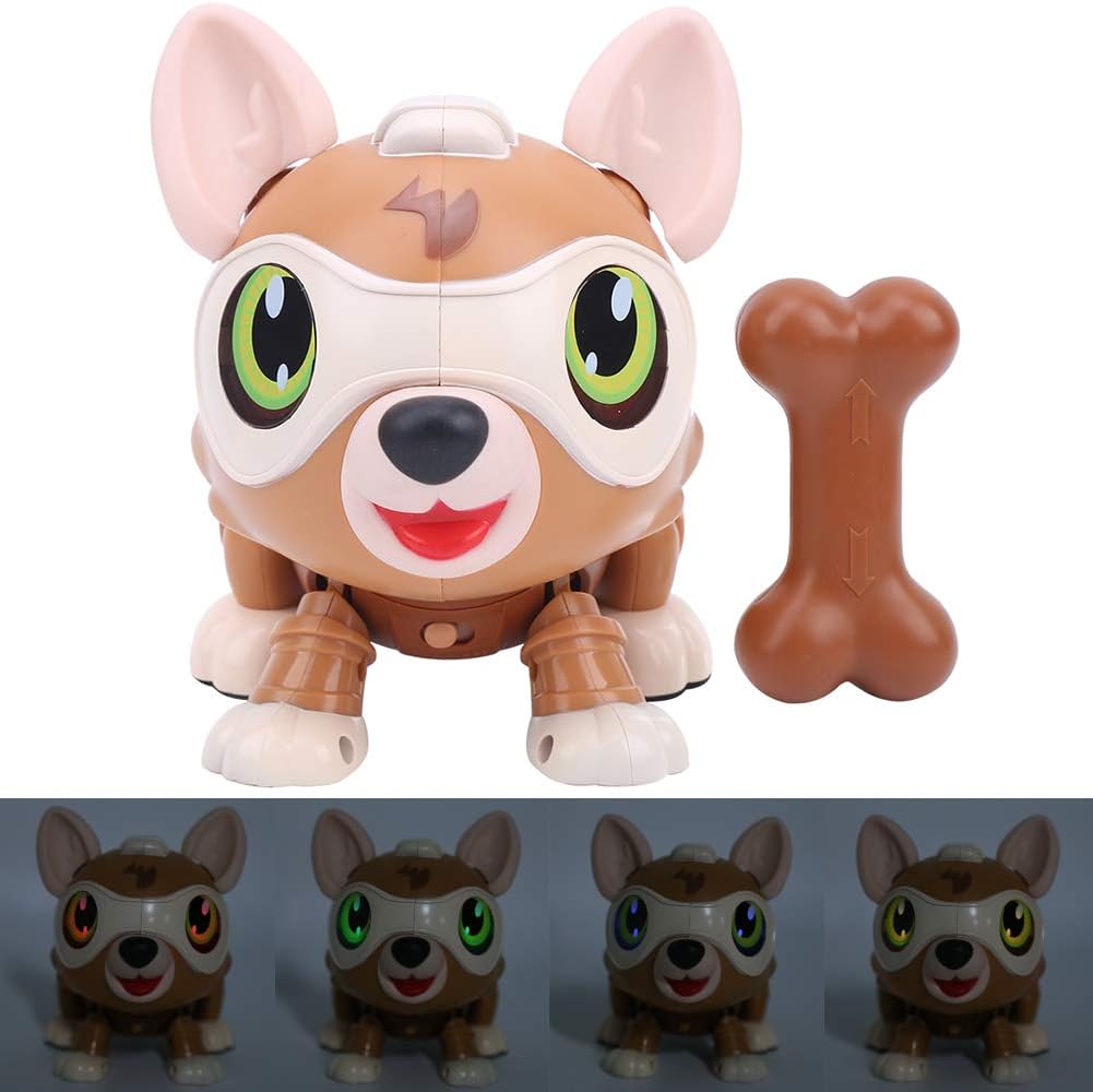 Zerodis Robot electrónico de juguete para perro, robot inteligente con control de voz y sensor de tacto interactivo para niños, niñas, niños (marrón)