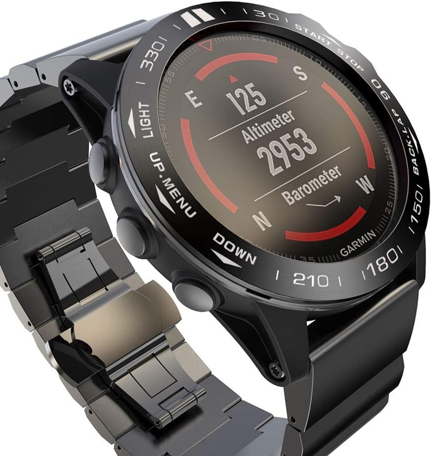 Abanen Para Fenix 5XFenix 5X Plus Bisel de reloj, cubierta adhesiva pulida de acero inoxidable antiarañazos, anillo de cubierta protectora para