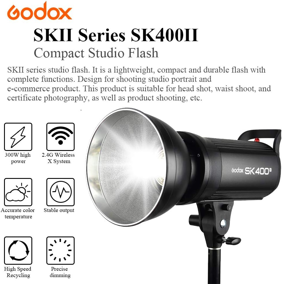 GODOX SK400II Estudio Estroboscópico Flash Light 400W GN65 5600K 150W Modelado Lámpara Profesional Speedlite para Estudio Retrato Fotografía