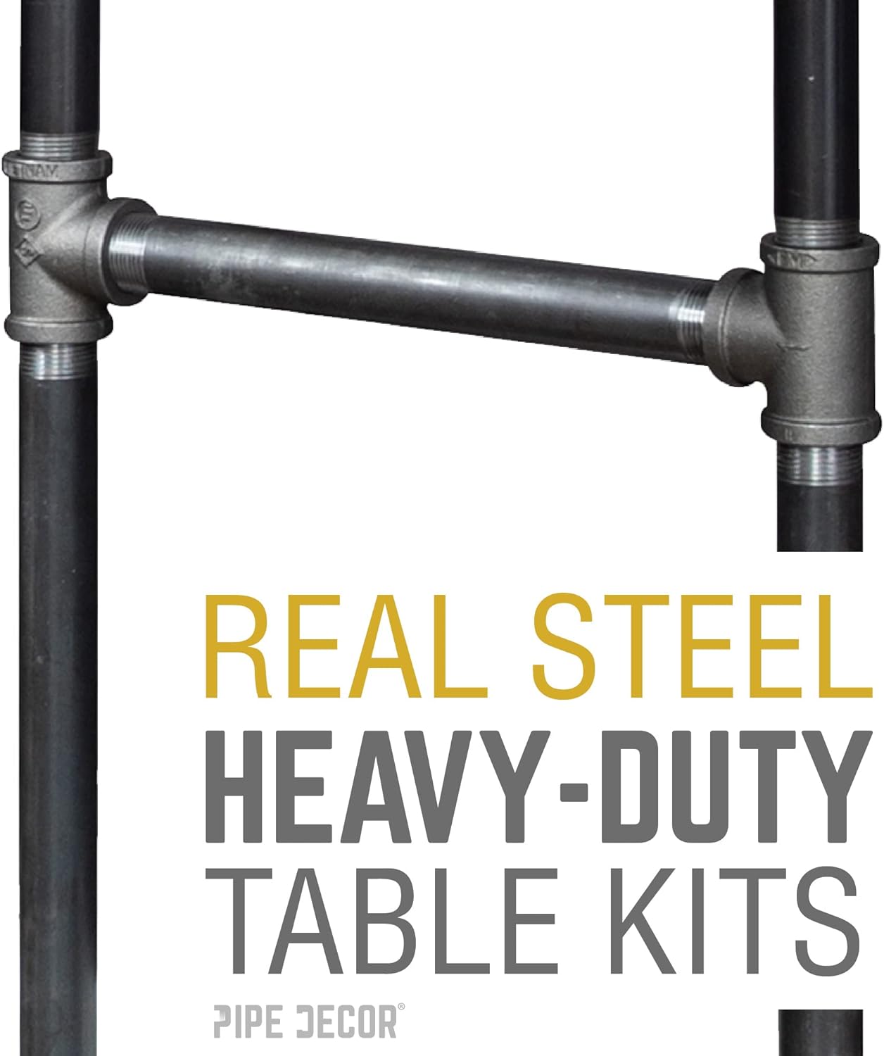 PIPE DECOR Patas de mesa de altura de barra, patas de tubería de plomería de estilo industrial para pubs, restaurantes, cueva de hombre o cocina,
