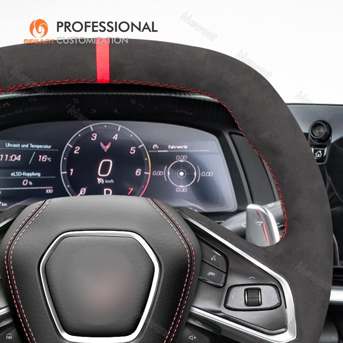 MEWANT Funda para volante de automóvil Alcantara para Chevrolet Corvette (C8) 2020-2022  Stingray  Z06