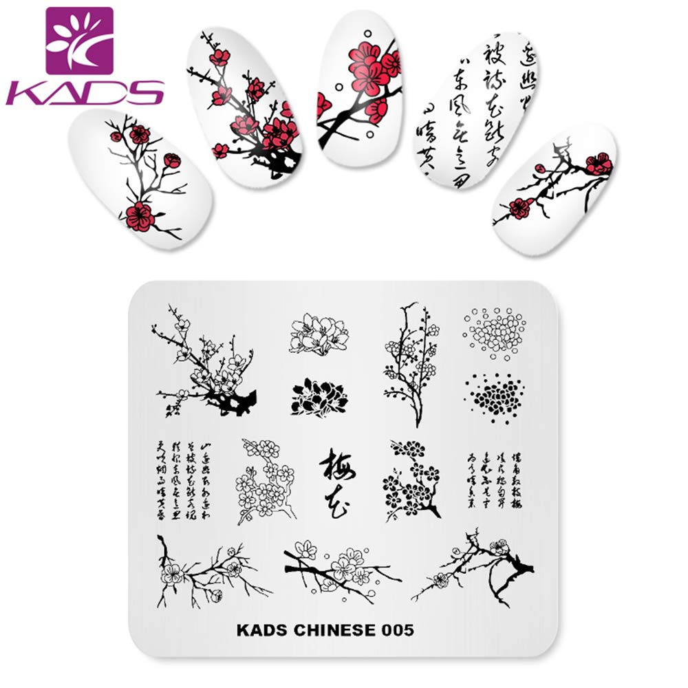 KADS Nail Art Stamp Plate Flower Series Placa de estampado de uñas Plantilla Placa de imagen Placa de arte de uñas Herramienta de decoración de