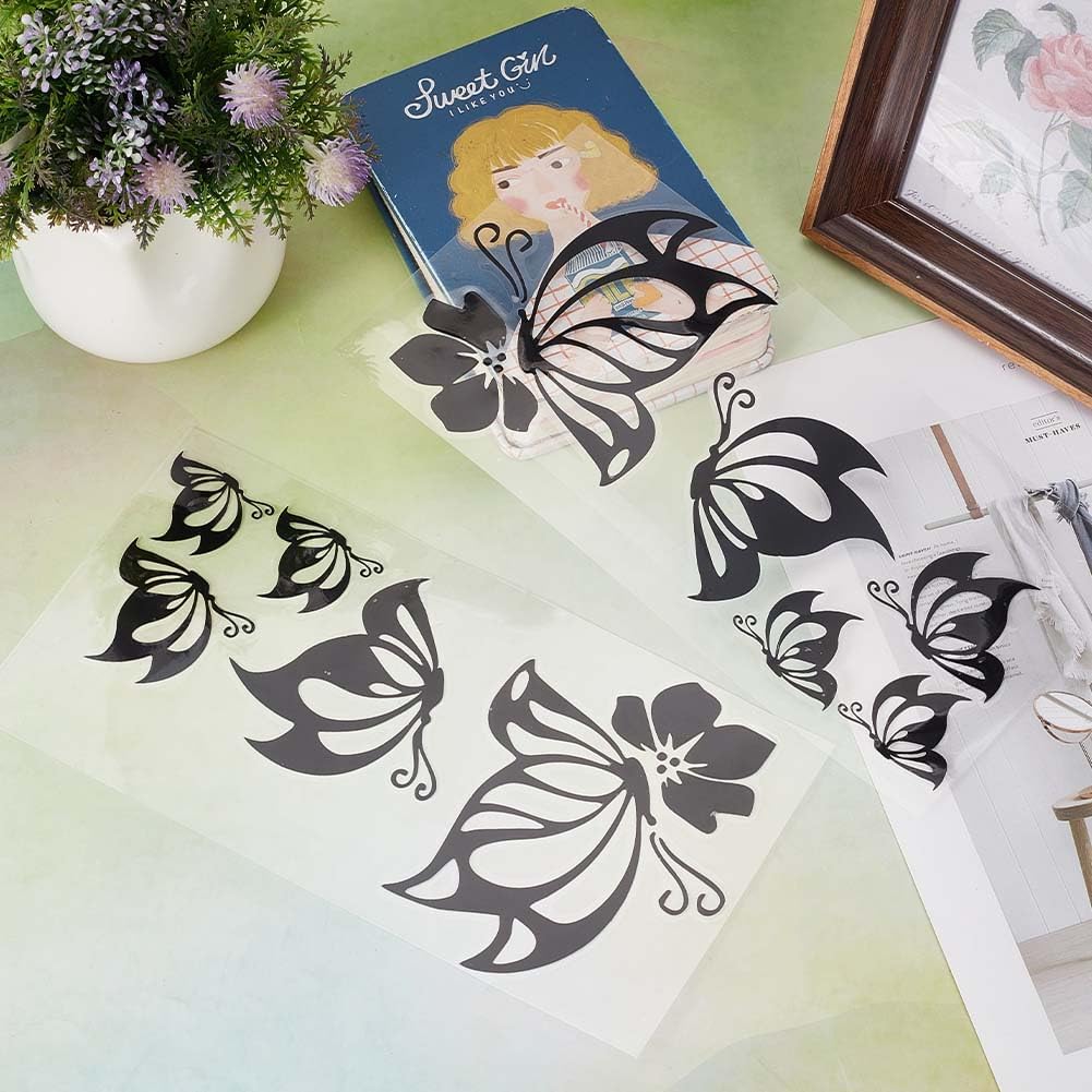 GORGECRAFT Juego de 2 hojas de calcomanías de mariposa para automóvil, calcomanías impermeables de vinilo para mujer, calcomanías reflectantes para