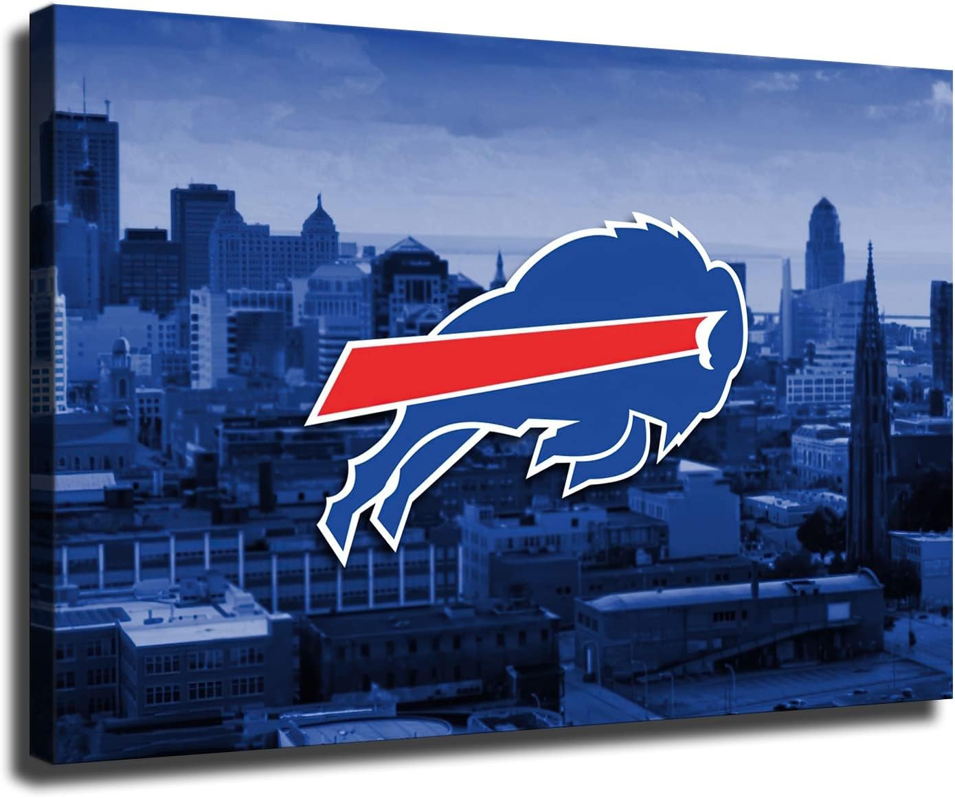Buffalo City Póster de fútbol americano con texto en inglés “Bills” de fútbol americano, para decoración de pared, arte de sala de estar, póster