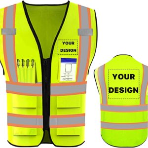 YOWESHOP Chaleco de seguridad de alta visibilidad reflectante personaliza tu logotipo ropa de trabajo de seguridad con tiras reflectantes y bolsillos YOWESHOP Chaleco de seguridad de alta visibilidad reflectante personaliza tu logotipo ropa de trabajo de seguridad con tiras reflectantes y bolsillos