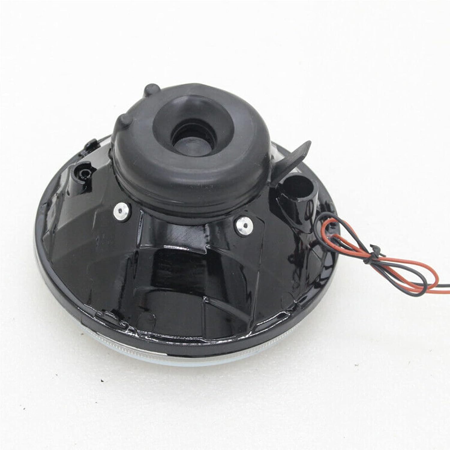 YLT AUTO Lámpara de conversión frontal de 7 pulgadas, proyector redondo, corte de diamante, carcasa cromada negra, lente transparente para bombillas