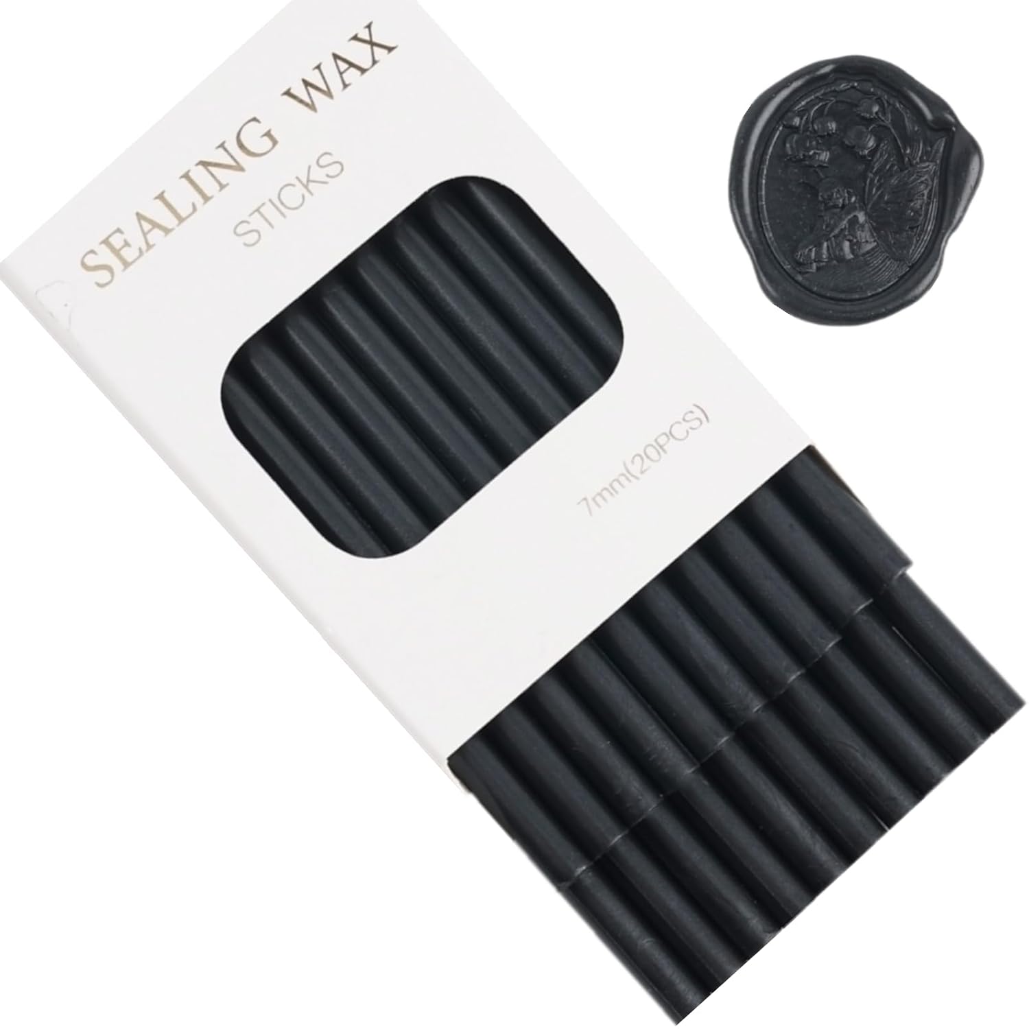 20 varillas de sellado de cera negra con pistola de pegamento de 0.28 pulgadas, juego de palos de sellado de cera para pistola de pegamento, ideal