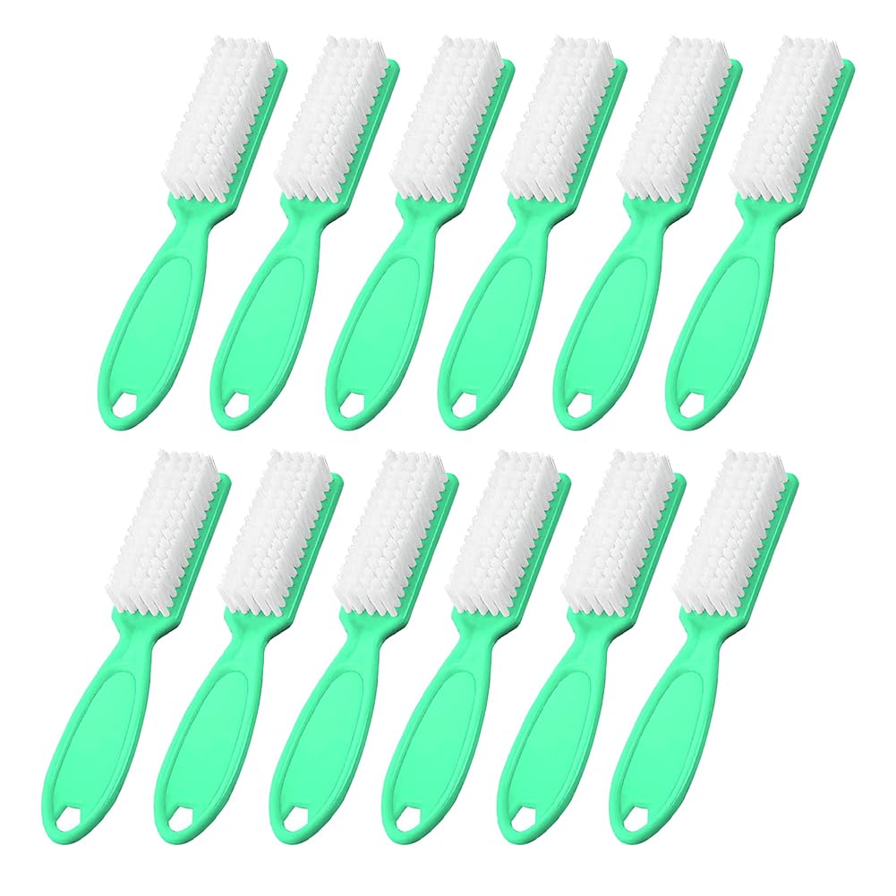 12 cepillos de uñas para limpiar las uñas, cepillo de limpieza con agarre de mango para uñas y pies, cepillo de polvo de uñas, herramientas de