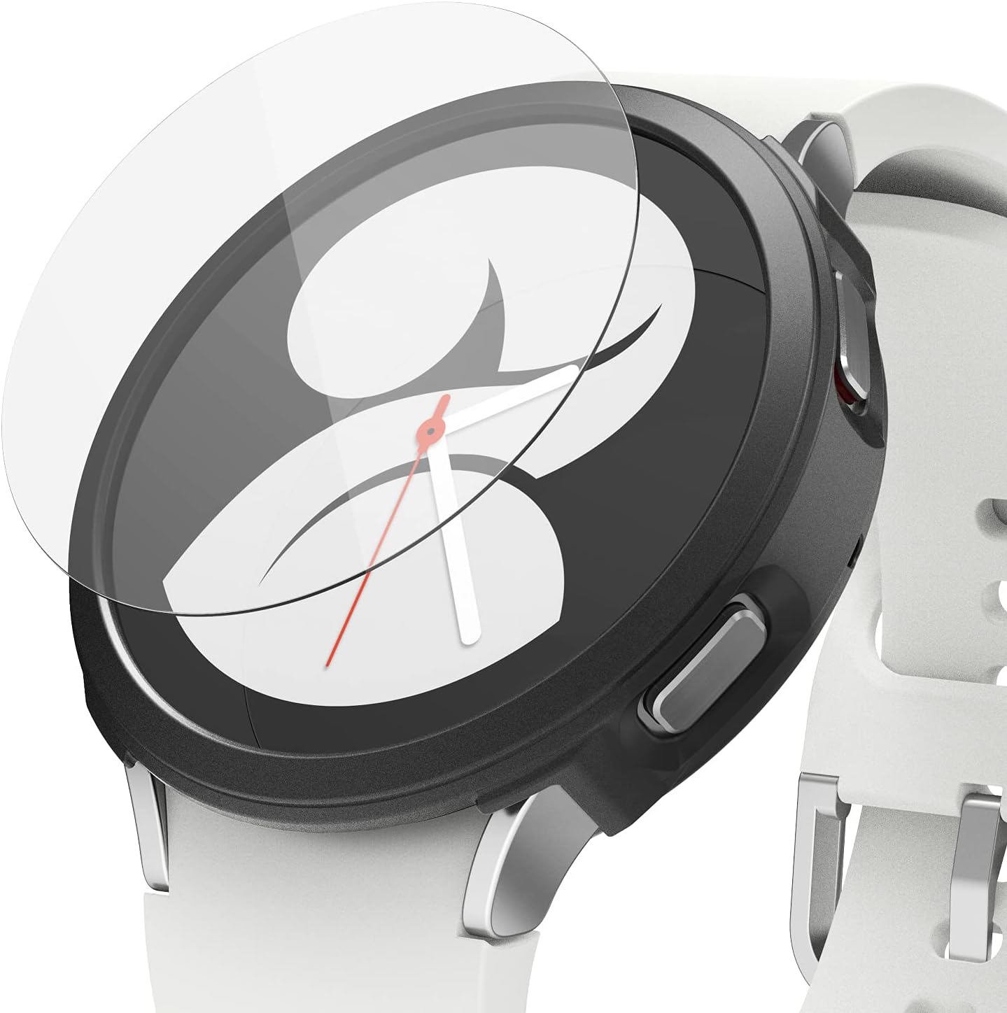 Ringke Vidrio para deportes aéreos paquete de 4 compatible con Samsung Galaxy Watch 4 1.732 in, protector de pantalla de vidrio templado dureza 9H