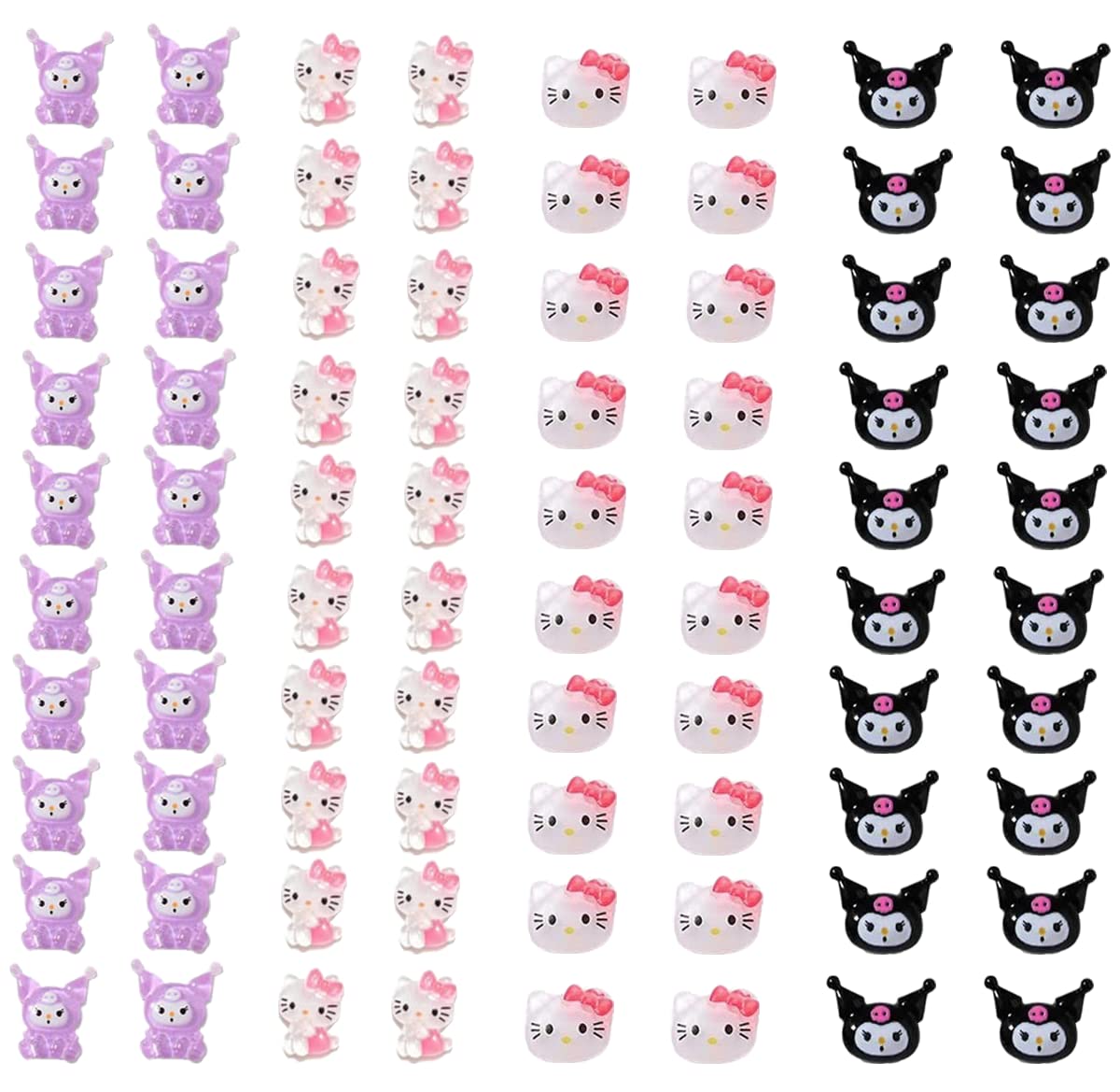 OWCATH Dijes de uñas Kawaii de dibujos animados de gatitos, decoraciones de uñas para suministros de arte de uñas, dijes de resina 3D con parte