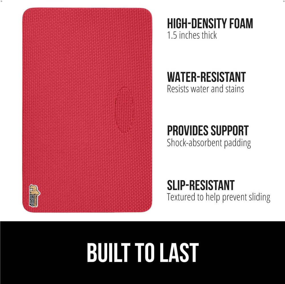 Gorilla Grip Almohadilla de rodillas extra gruesa, amortiguación de espuma suave de apoyo para la rodilla, construcción resistente al agua para