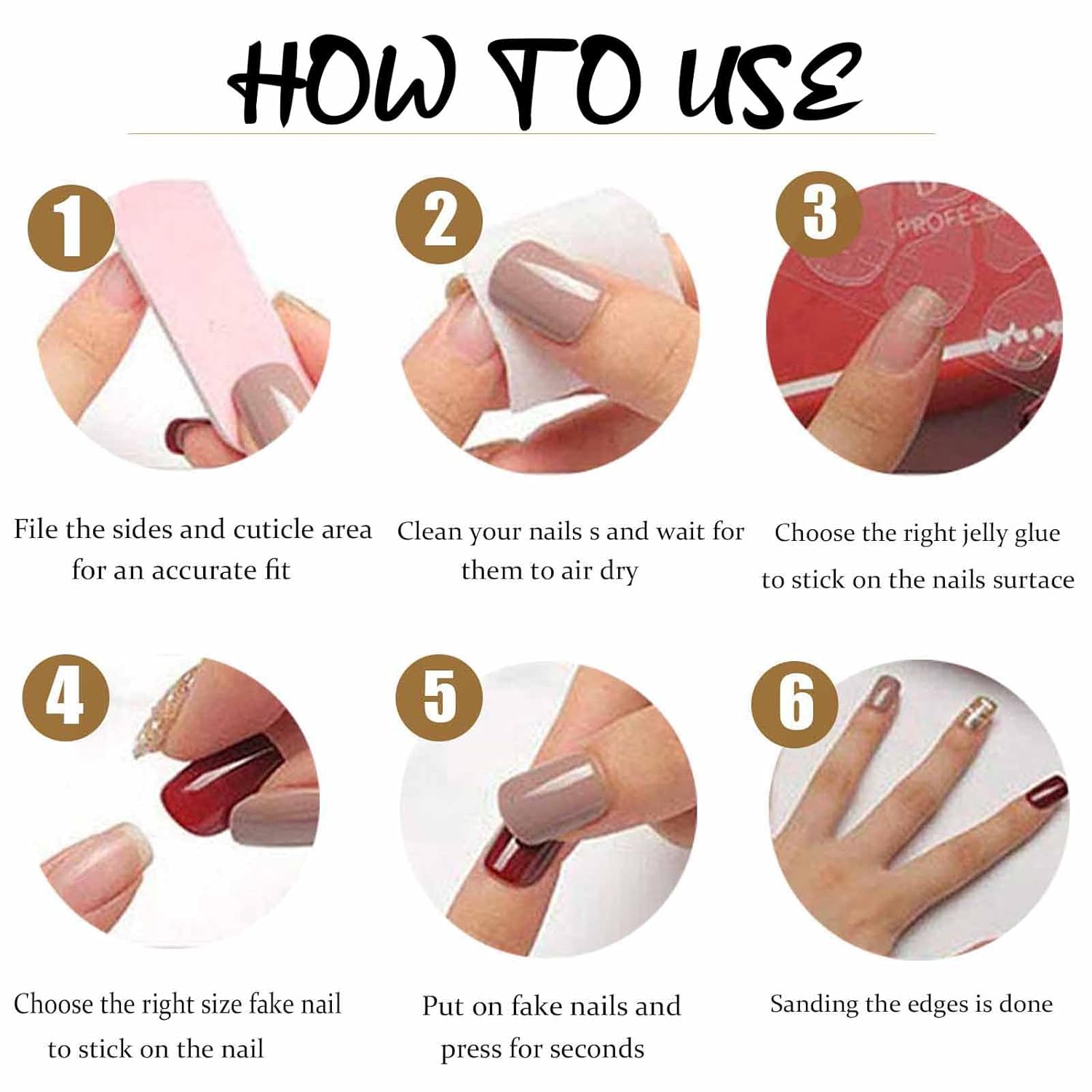 Uñas postizas cuadradas francesas largas, uñas postizas acrílicas de cobertura completa, uñas postizas largas para mujeres y niñas, 24 unidades