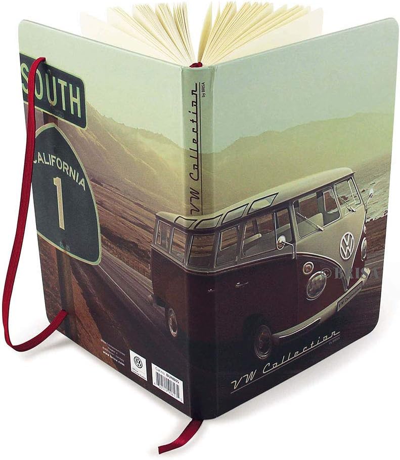BRISA VW Collection – Cuaderno Volkswagen, cuaderno de escritura, forrado con encuadernación de tapa dura en diseño de autocaravana T1 DIN A5