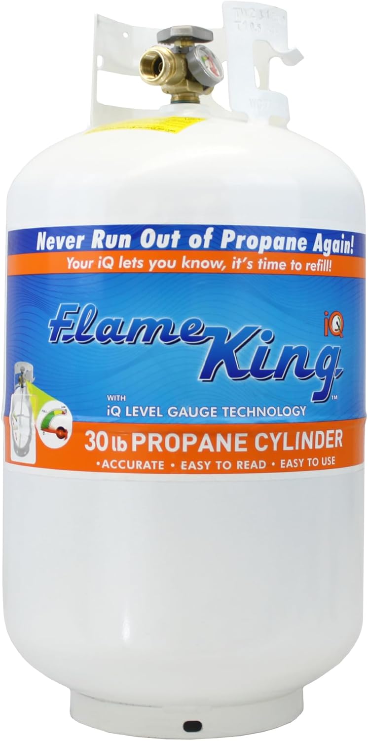 Flame King YSN330 – Cilindro de tanque de propano de acero de 30 libras con medidor y válvula OPD para parrillas y barbacoas, campamento, pesca y
