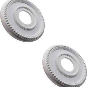 Antrader Medallón de techo de poliuretano de iluminación, 2 cubiertas de luz blanca para ventilador de techo, medallón de techo tradicional para Antrader Medallón de techo de poliuretano de iluminación, 2 cubiertas de luz blanca para ventilador de techo, medallón de techo tradicional para