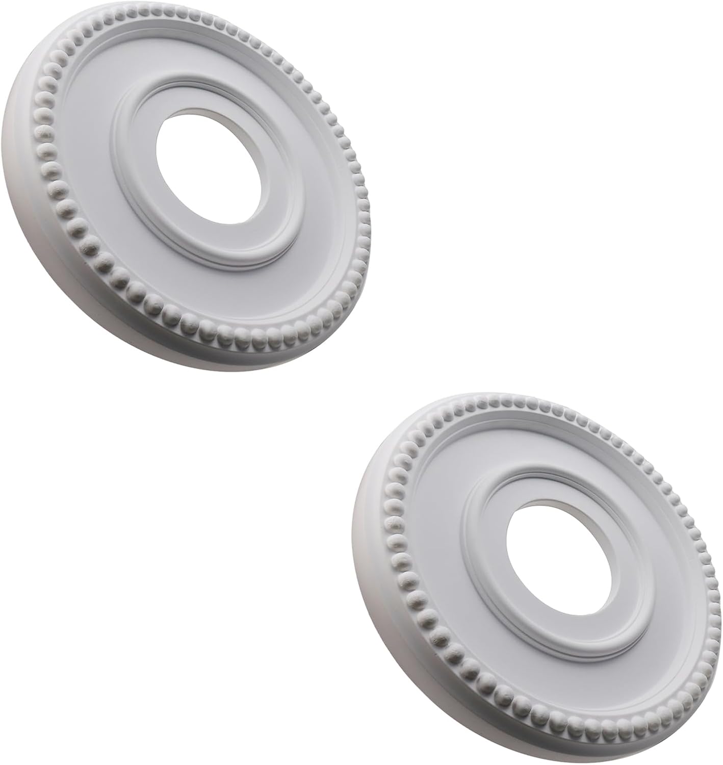 Antrader Medallón de techo de poliuretano de iluminación, 2 cubiertas de luz blanca para ventilador de techo, medallón de techo tradicional para