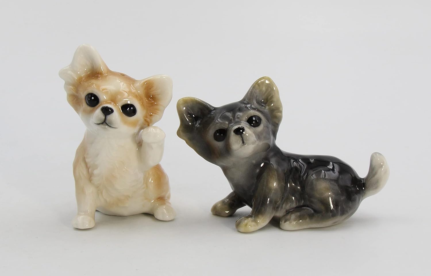 Juego de salero y pimentero de cerámica de porcelana fina para perros Chihuahua, 3-12 pulgadas de largo