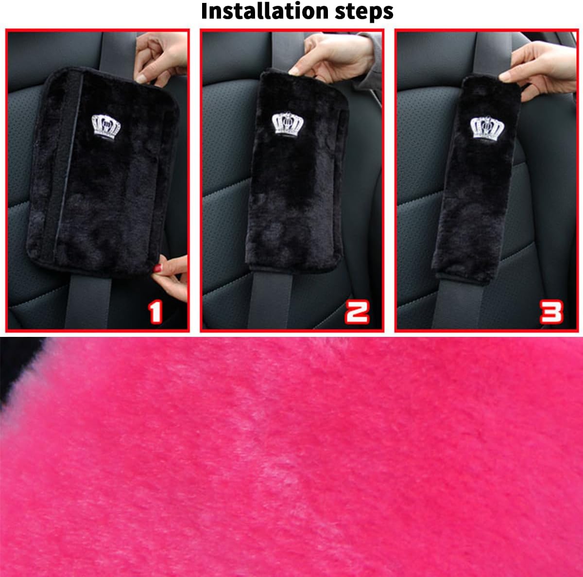 Almohadillas para cinturón de seguridad de automóvil con corona, fundas universales para correa de hombro para cinturón de seguridad, almohadilla de