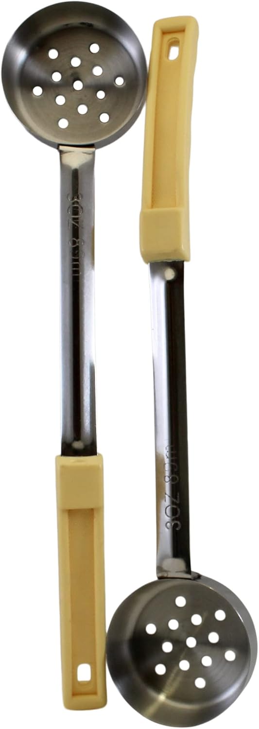 Cuchara ranurada de acero inoxidable para control de porciones de 3 onzas para medir y servir cucharas de grado comercial (paquete de 2)
