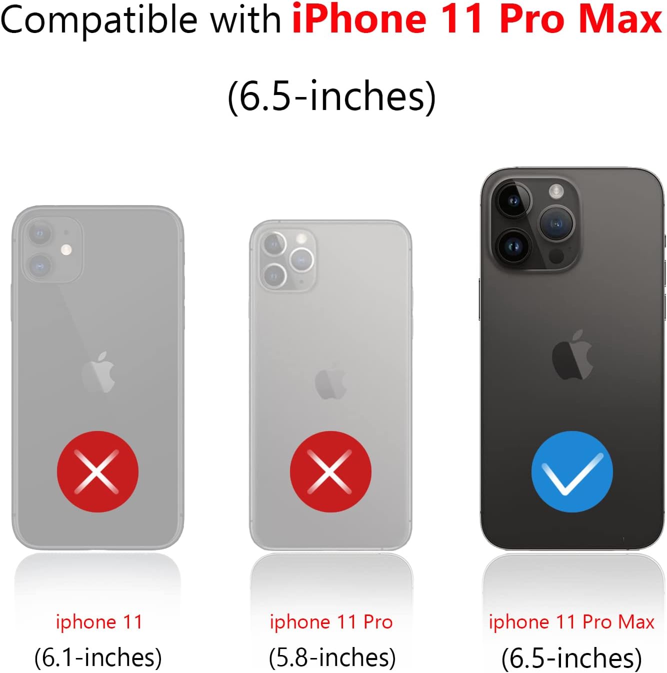Varikke Funda tipo cartera para iPhone 11 Pro Max, funda magnética desmontable para mujer con tarjetero y soporte y correa para la muñeca, se adapta