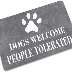 YQ Park Tapete decorativo para puerta tolerado por personas con texto en inglés “Dogs Welcome People”, tapete decorativo para todo tipo de clima, YQ Park Tapete decorativo para puerta tolerado por personas con texto en inglés “Dogs Welcome People”, tapete decorativo para todo tipo de clima,