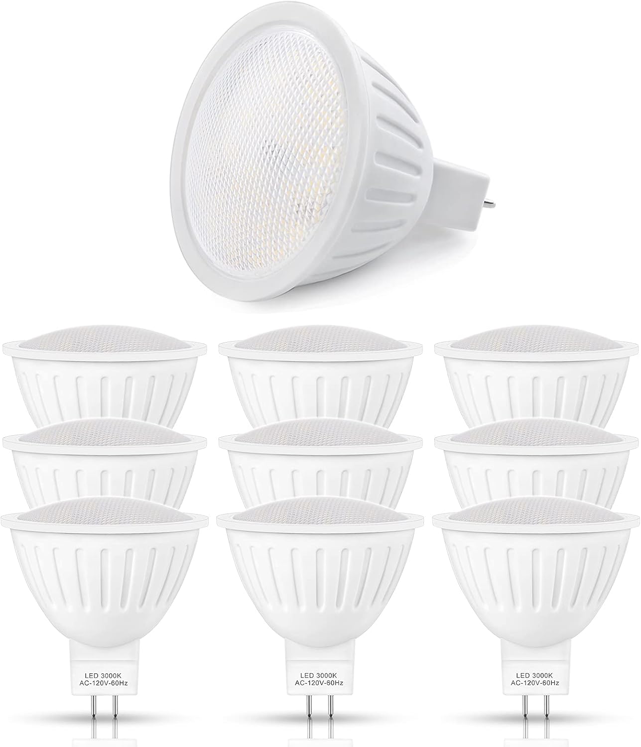 AGREEMENT.LIGHT Bombillas LED Mr16 de 120 V de 7 W, reemplazan la bombilla halógena de 60 W a 65 W, blanco suave de 3000 K, 120 voltajes, MR16 GU5.3