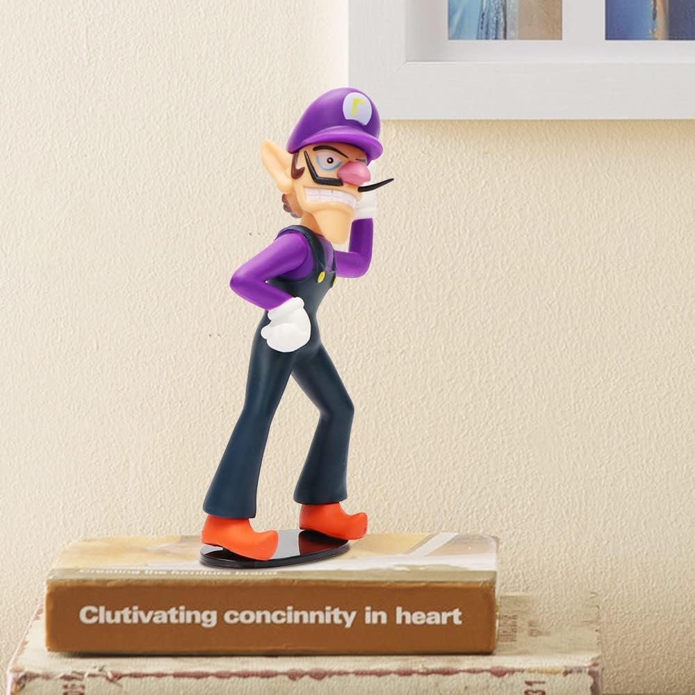 Super All Star Collection Bad Guy Waluigi figura de acción de juguete con sombrero morado de 7.2 pulgadas