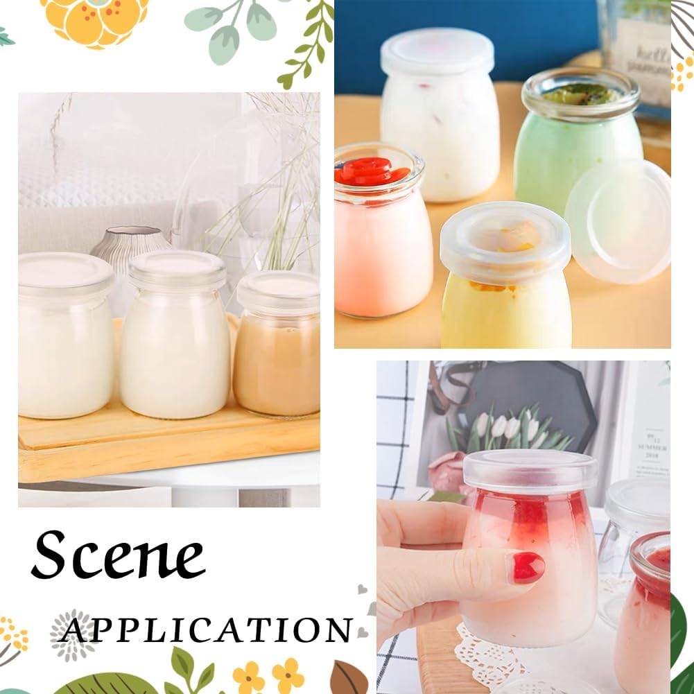 BENECREAT 48 tapas para tarros de yogur de 2 pulgadas, tapas de botellas de plástico transparente compatibles con tarros de yogur Oui para