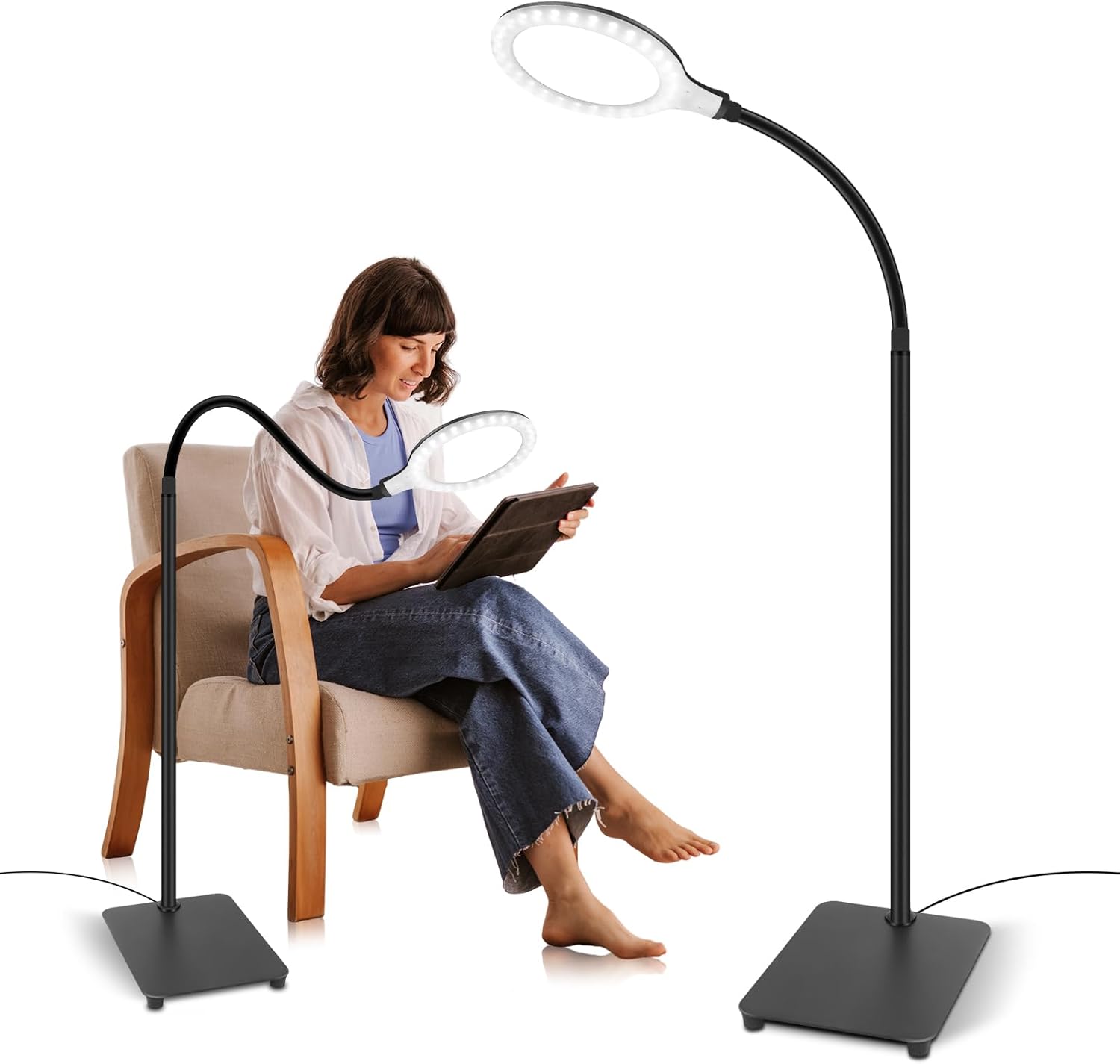 Lupa con luz y soporte, lámpara de aumento manos libres con cuello de cisne flexible, lupa regulable para lectura, reparación de trabajo cercano y