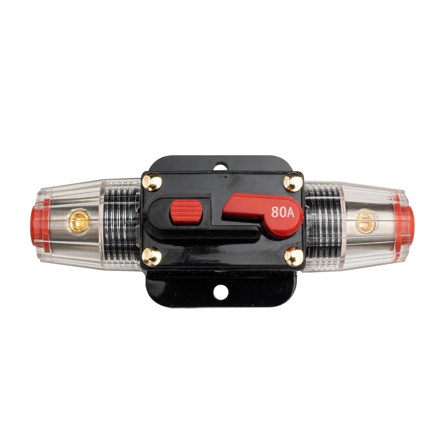 Portafusibles de 80 amperios de 12 V-24 V CC, disyuntor de audio, portafusibles estéreo en línea para automóvil, reinicio manual, para audio de