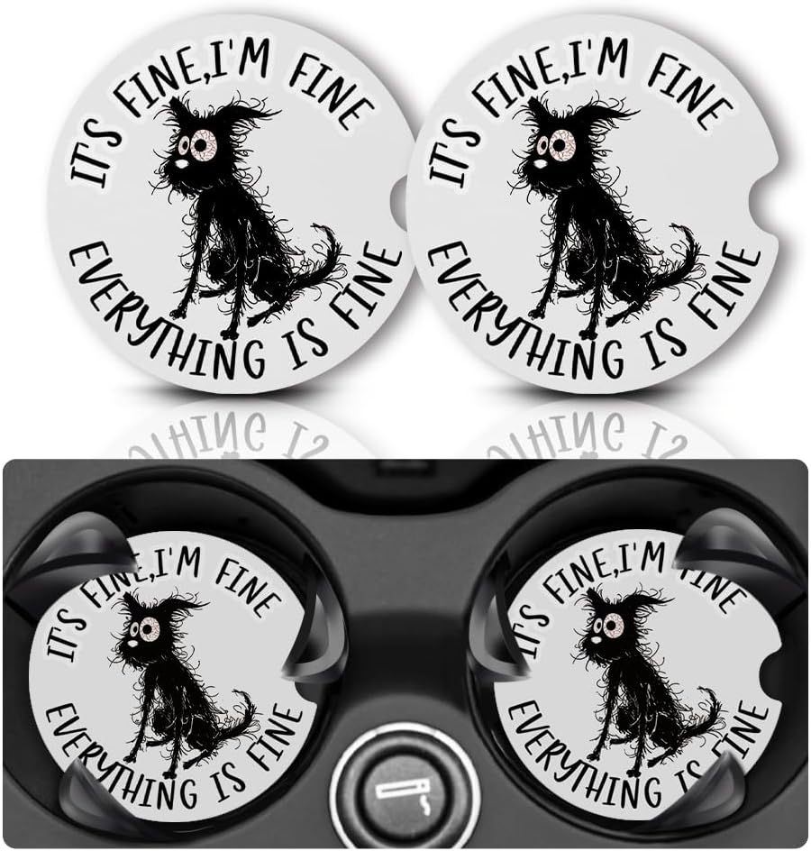 Posavasos de automóvil para portavasos de perro, bonitos accesorios de automóvil para el interior de las mujeres, 2 posavasos para automóvil,