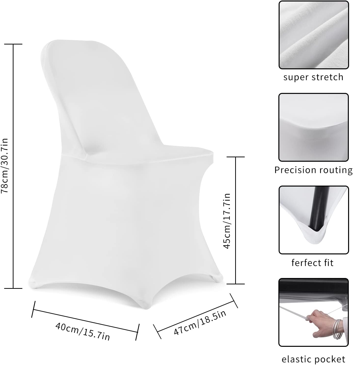 HAINARverS Fundas plegables para sillas, 100 unidades, protector universal de elastano elástico para bodas, fiestas, banquetes, celebraciones