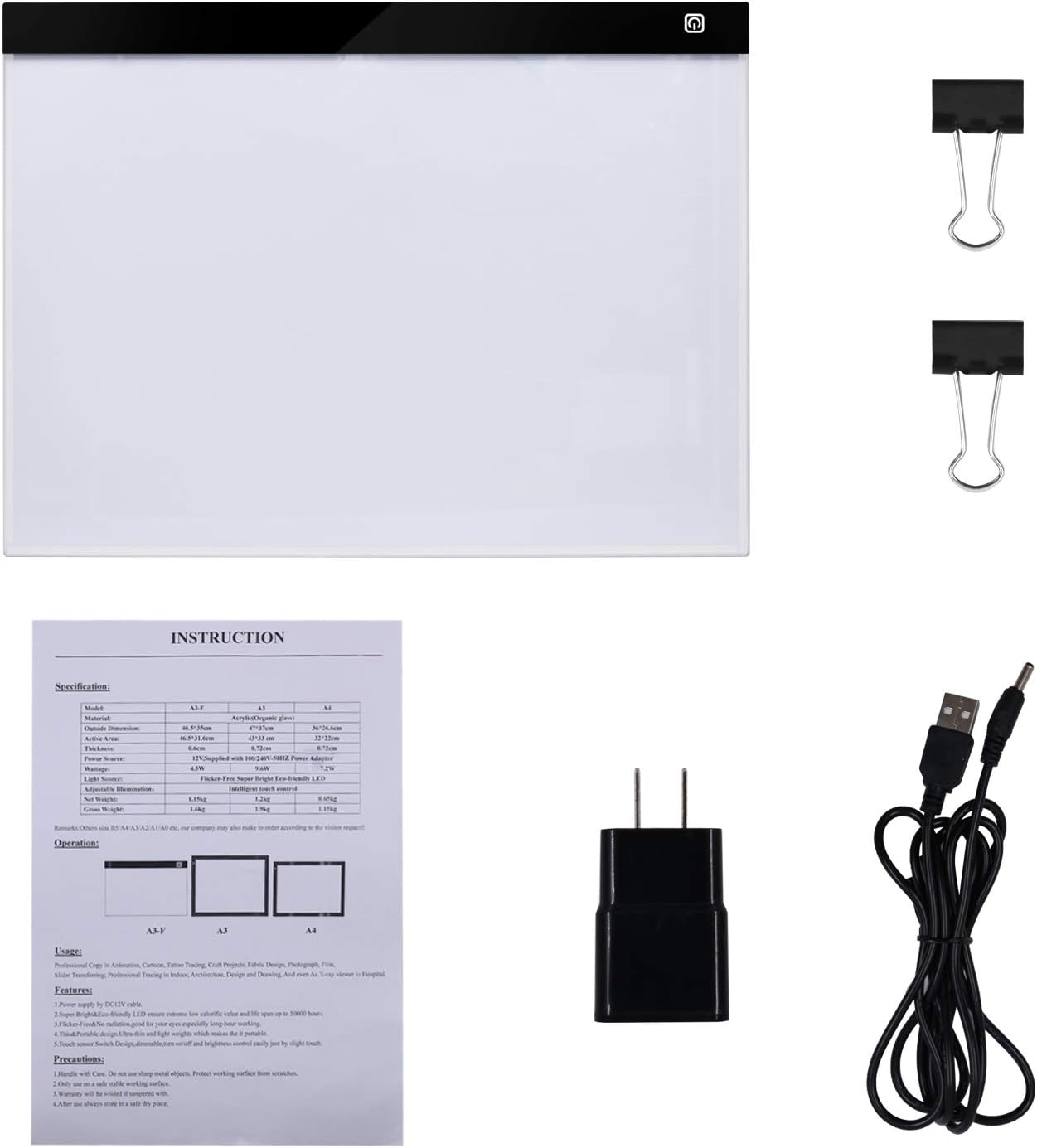 Cuadro de diamante A3 regulable con 3 niveles de brillo LED Tableta de luz brillante Caja de luz aplicable a la pintura de diamante 5D Artcraft Copy