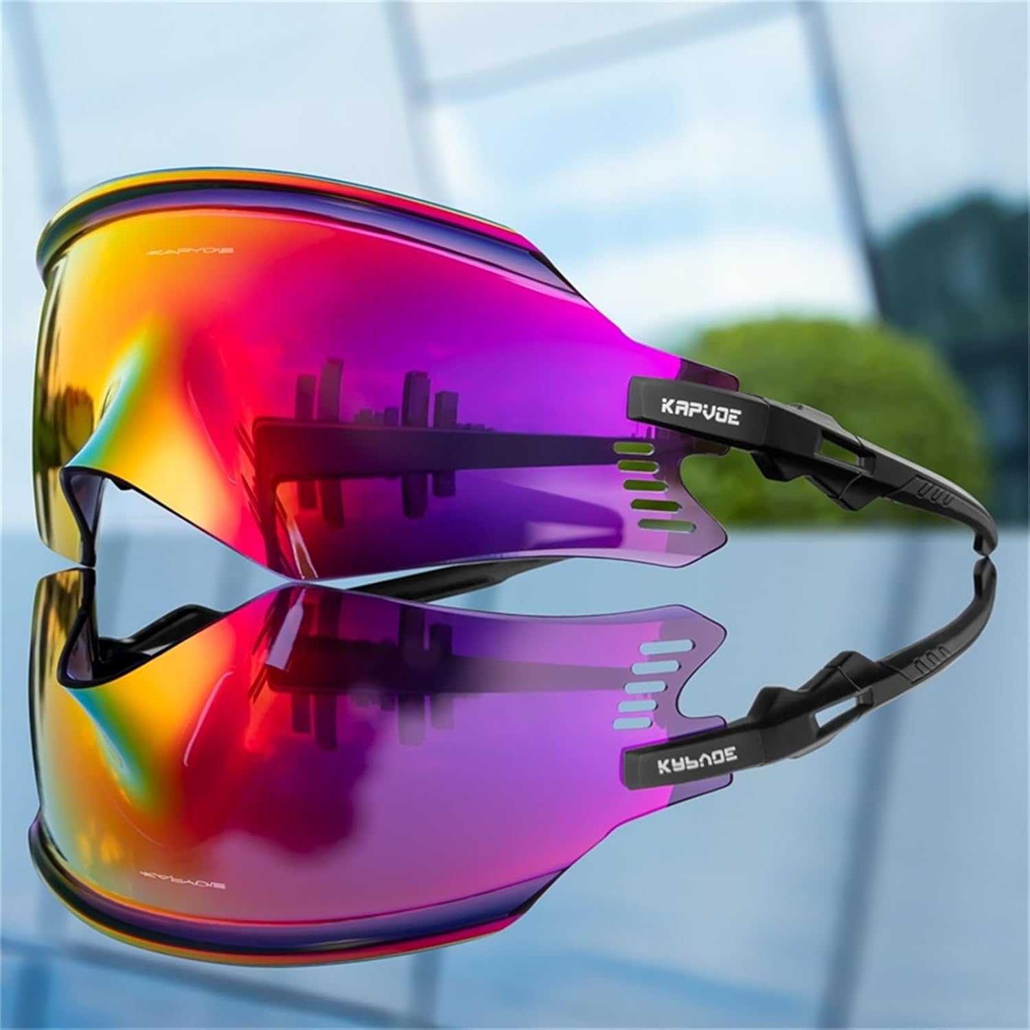 KAPVOE Cycling Glasses Mountain Bike Sunglasses MTB Windproof Motorcycle Goggles Men Women Triathlon Sports Running