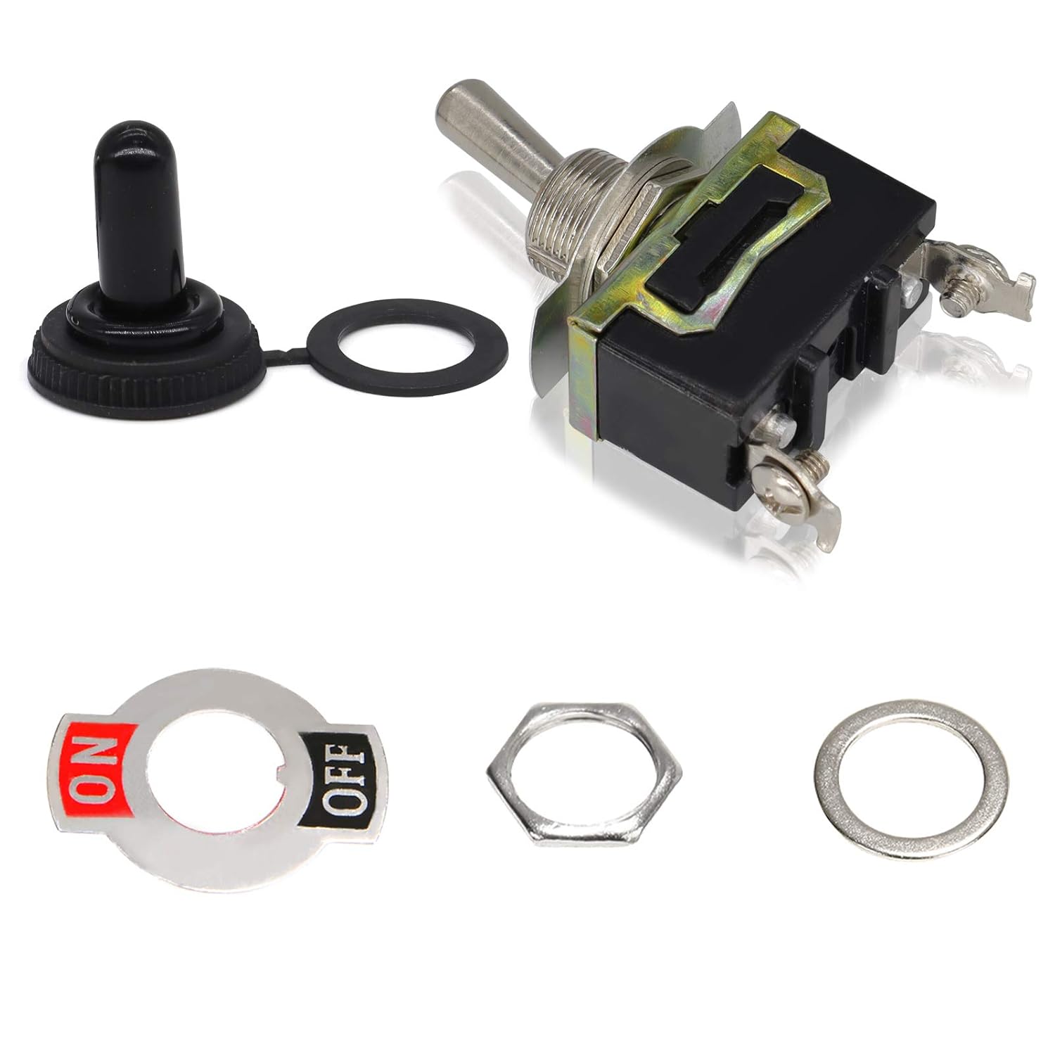 Interruptor de palanca basculante resistente al agua, plateado, 12 V, encendidoapagado, 2 pines, 2 posiciones, 20 A125 V, 15 A250 V, SPST,