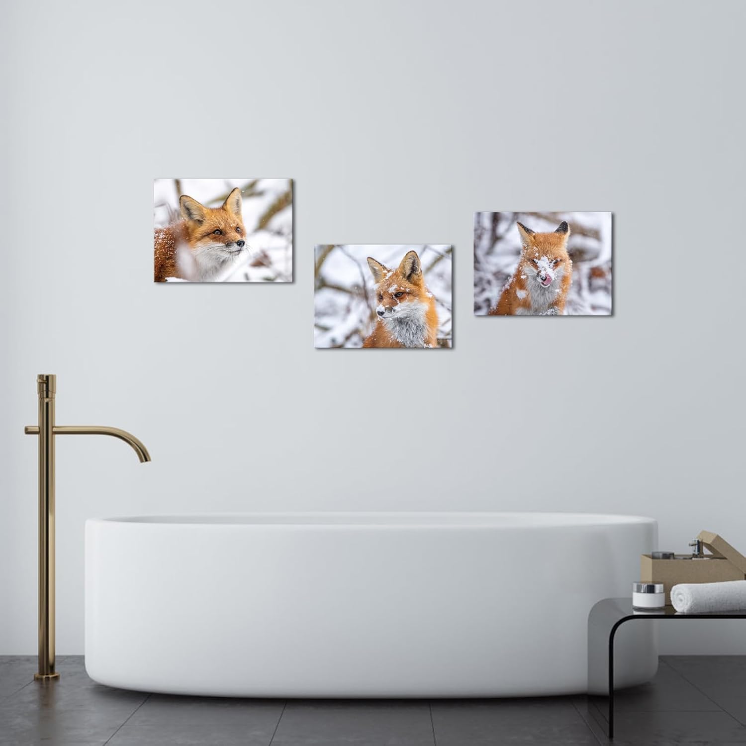 Biuteawal Lienzo decorativo para pared, diseño de zorro rojo, caza en la nieve, imágenes sobre lienzo de animales de vida silvestre, pintura de