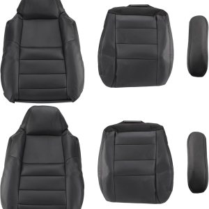 AUTOKAY Funda de asiento perforada para Ford F250 F350 Super Duty Lariat XLT 2004 2005, color negro lado del conductor y pasajero parte inferior y AUTOKAY Funda de asiento perforada para Ford F250 F350 Super Duty Lariat XLT 2004 2005, color negro lado del conductor y pasajero parte inferior y