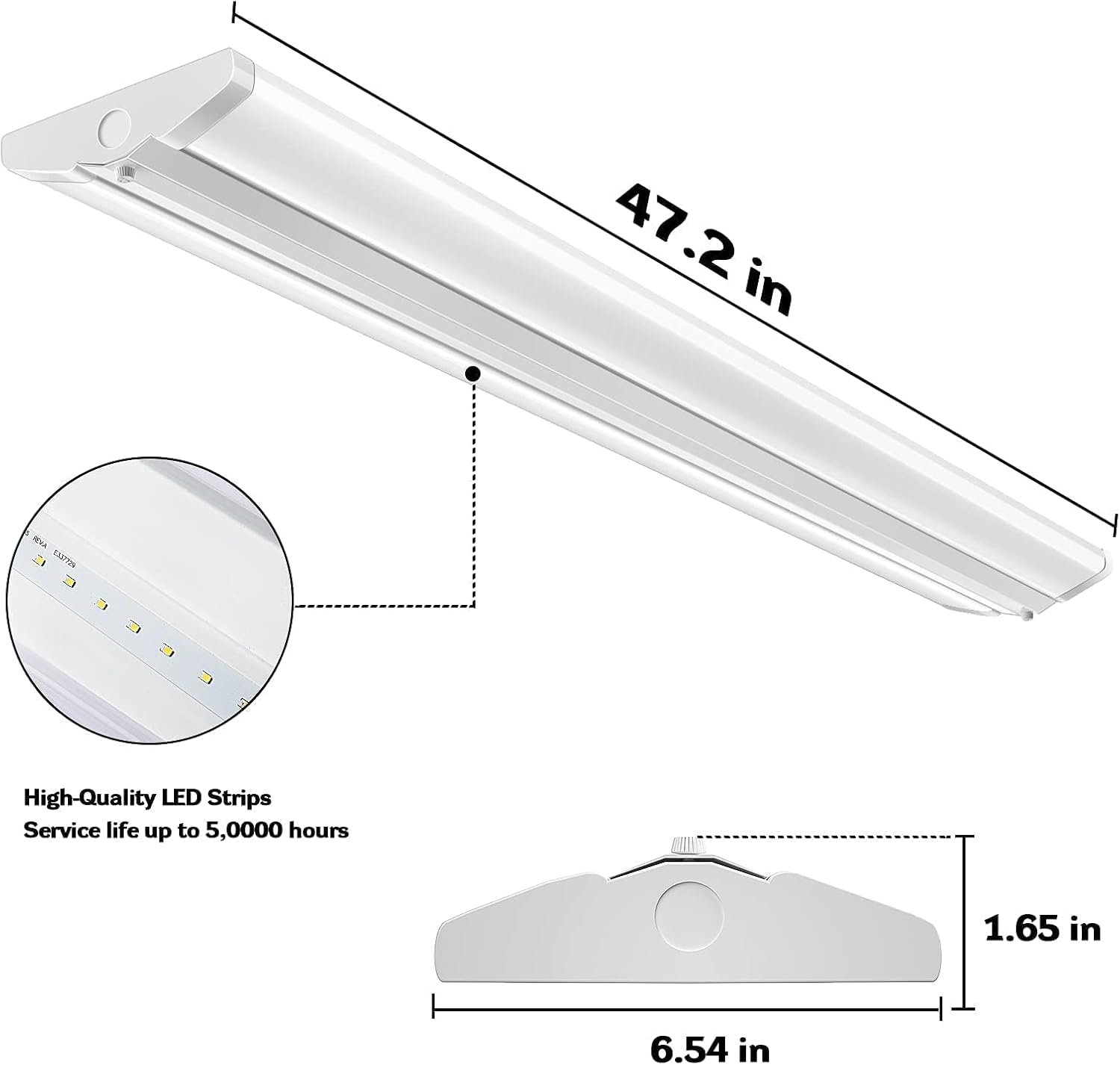 ANTLUX Lámpara LED envolvente de 4 pies, 50 W, ultra delgada, luces LED para garaje, sin deslumbramiento, 5500 lúmenes, 5000 K, montaje empotrado de