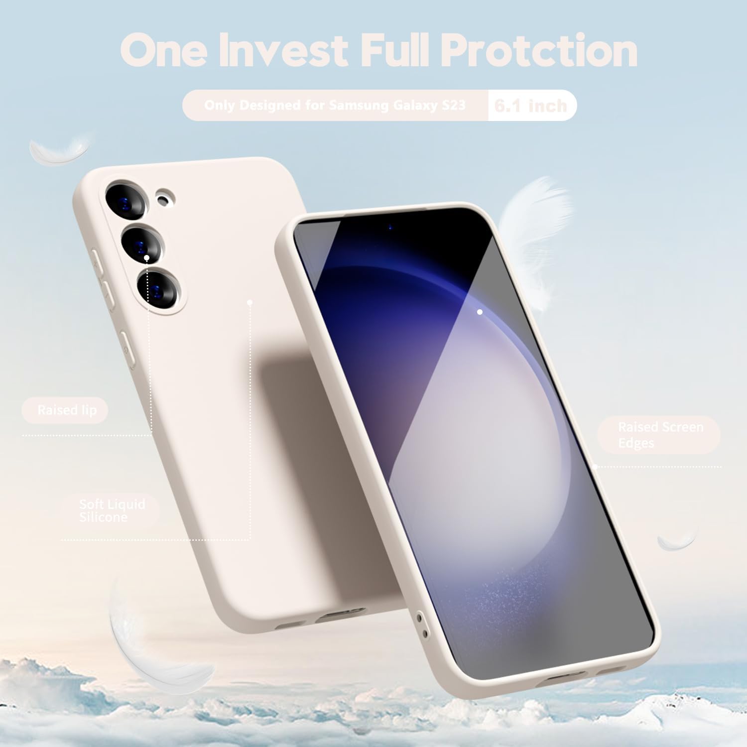 oakxco Funda para teléfono Samsung Galaxy S23 de silicona líquida, bonita funda de gel suave de goma TPU lisa para mujeres y niñas, diseño estético,