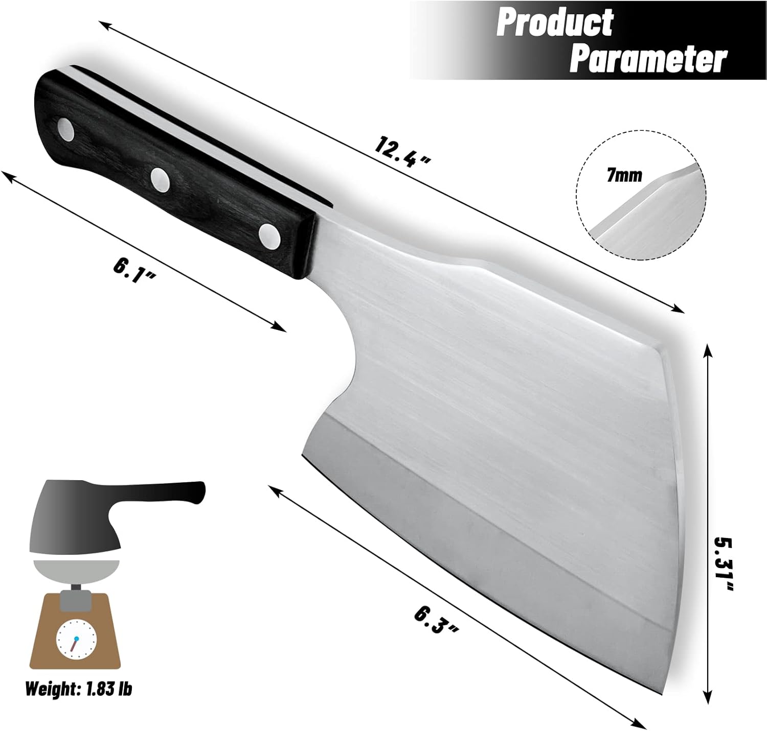 ZENG JIA DAO Meat Cleaver Bone Cleaver Knife Meat Chopper Heavy Duty 6 ” Bone Axe Butcher Knife Forged HC Steel Pakka Wood Handle in Restaurant
