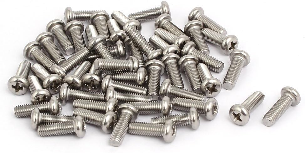 IIVVERR Tornillos para máquina de cabeza redonda Phillips de acero inoxidable 304 M5 x 0.591 in 50 piezas (M5 x 0.591 in 304 tornillos de máquina de
