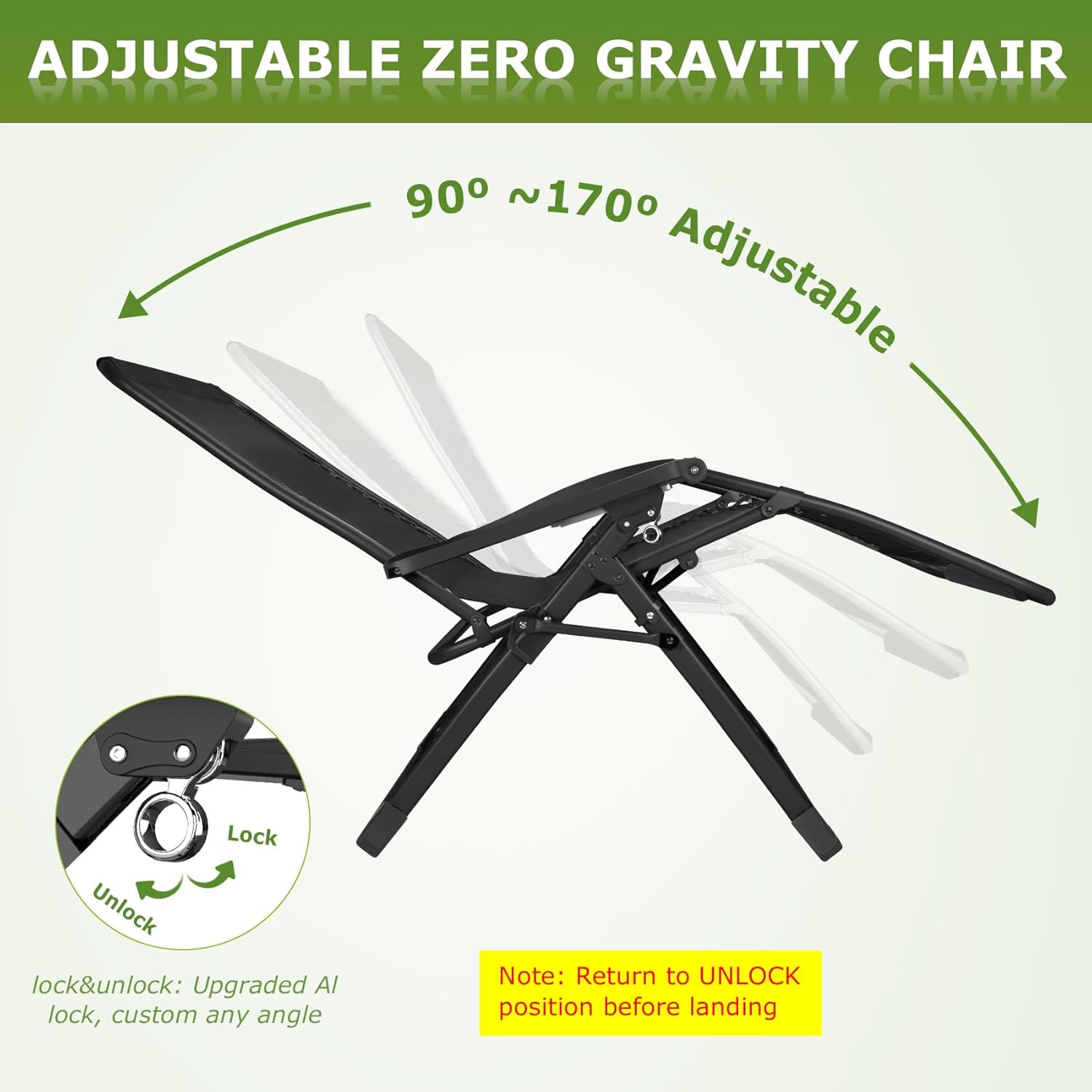 Suteck Zero Gravity – Silla reclinable de camping con cojín extraíble, bloqueo mejorado y soporte para tazas, sillas reclinables de patio