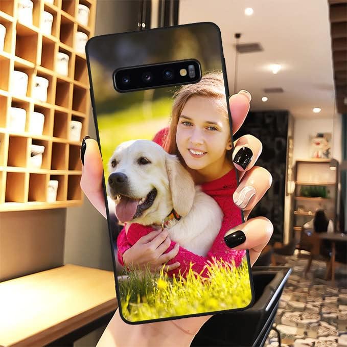 Funda personalizada para Samsung Galaxy S10 con nombre de texto y foto – Funda delgada suave personalizada S 10 (negro)