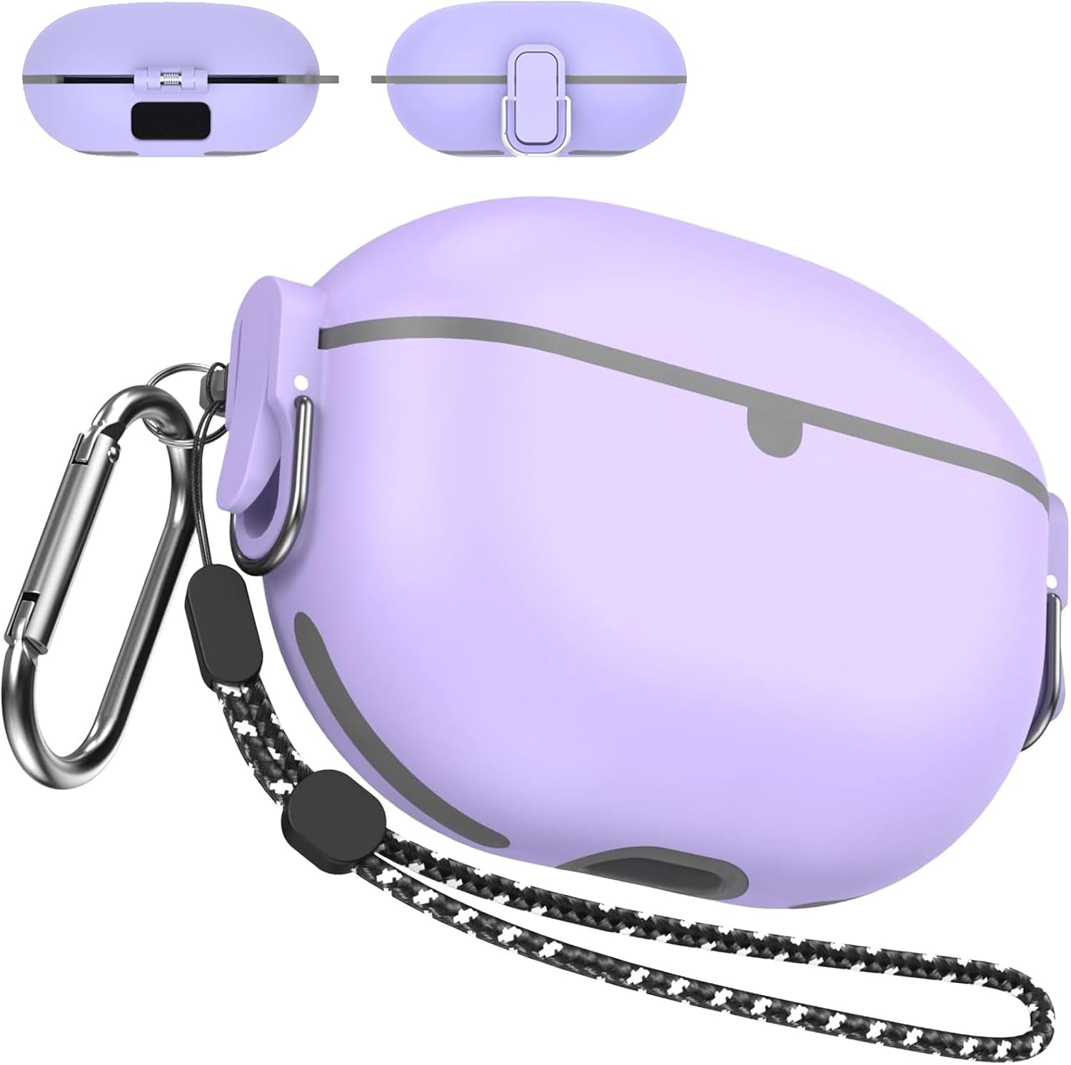 Miimall Compatible con Beats Studio Buds + funda, bloqueo seguro llavero antipérdida LED frontal visible Funda protectora militar de TPU resistente