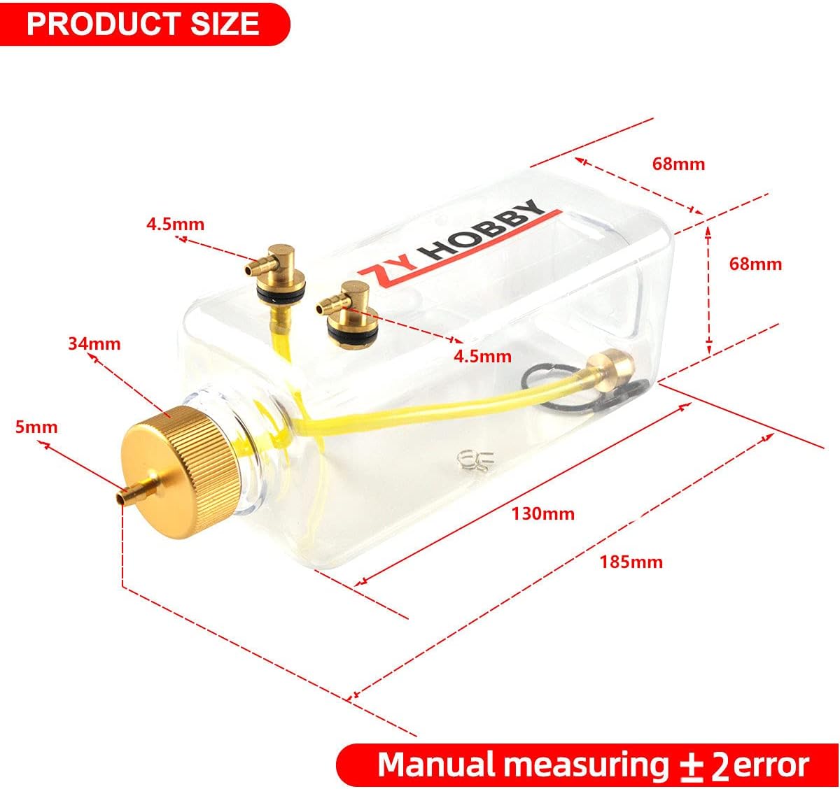 Tanque de combustible de gas RC 23.7 fl oz, botella de combustible ZYHOBBY para modelo de avión RC en plástico transparente de EE. UU