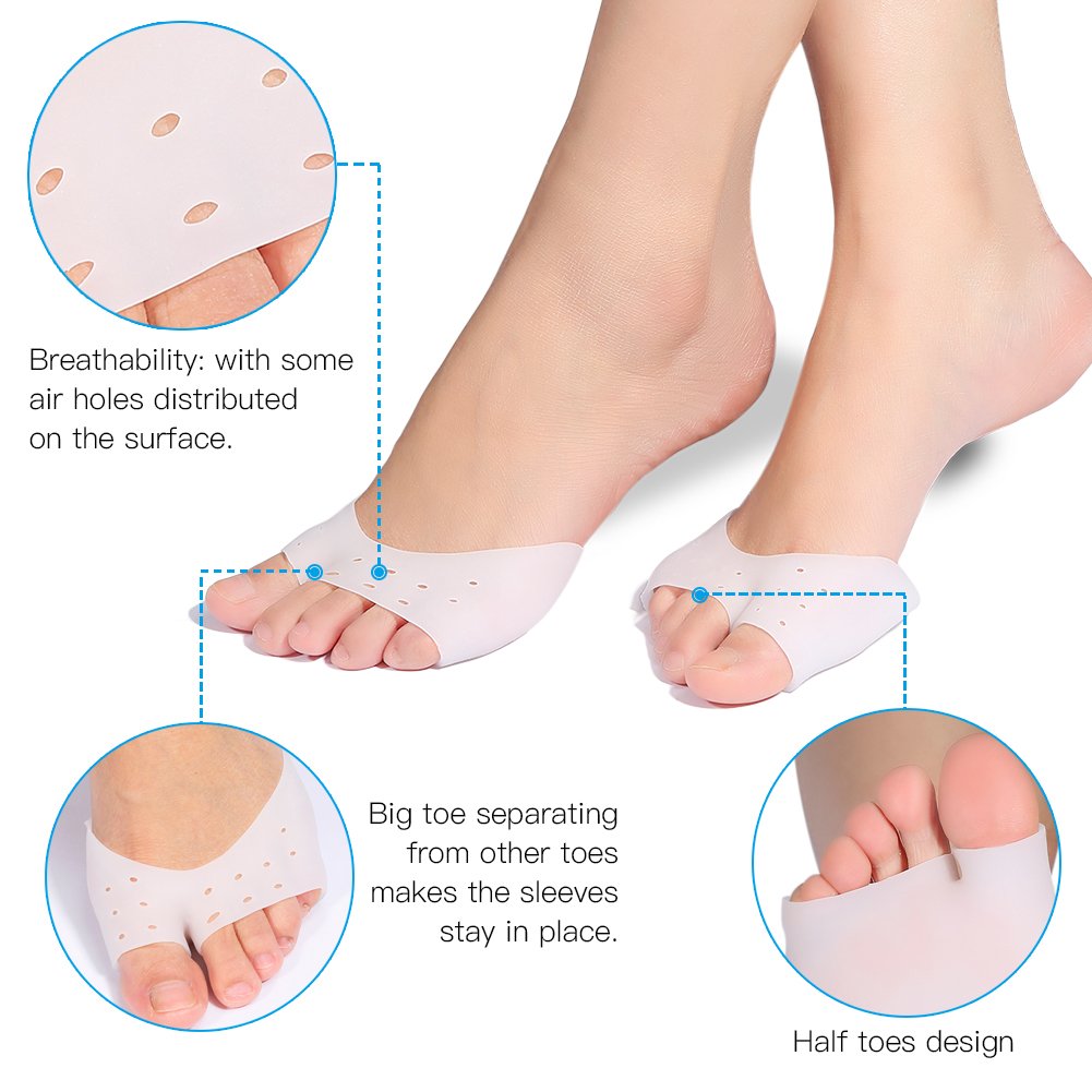 FILFEEL Almohadillas metatarsianas, 1 par de almohadillas de gel para juanetes, plantillas para el antepié, alivio del dolor neuroma, previene