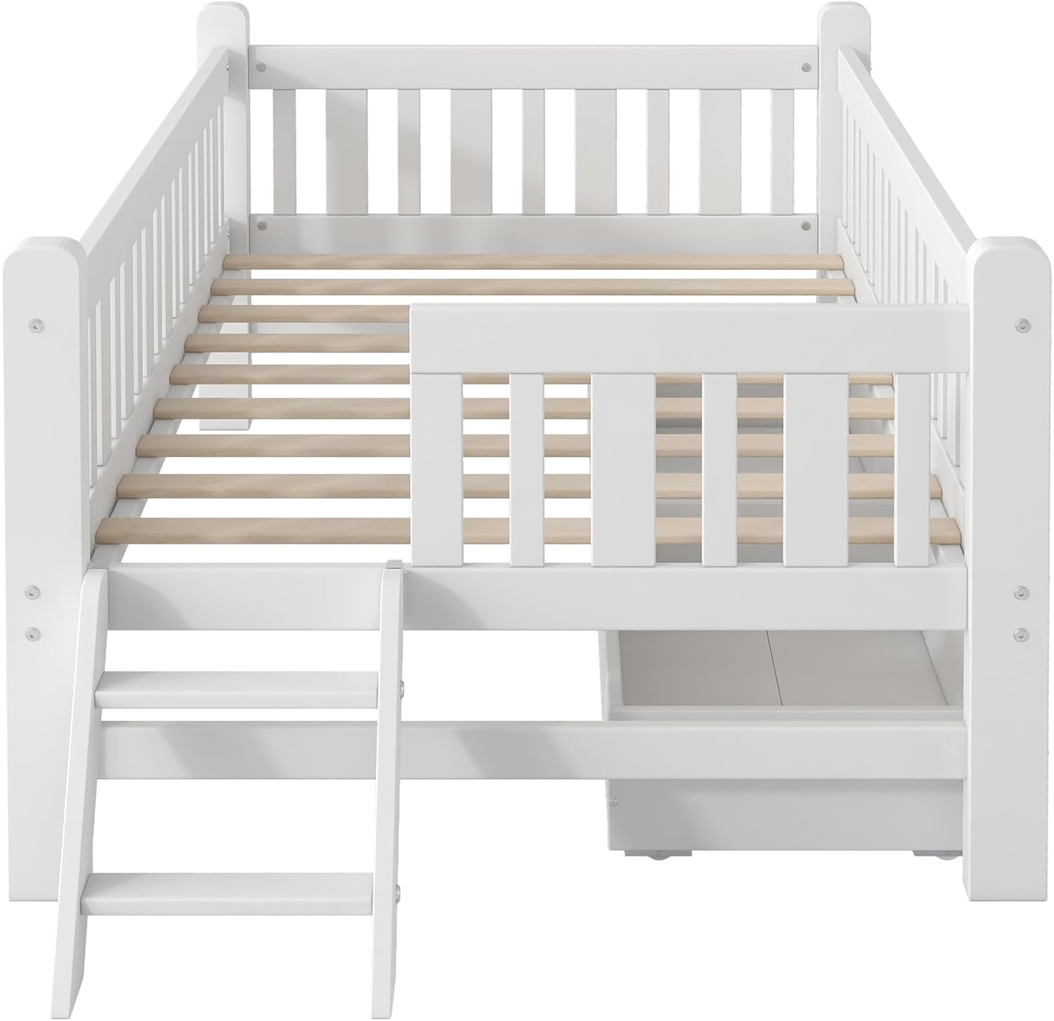 Base de cama de plataforma individual con 2 cajones de almacenamiento, marcos de cama individual de madera para niñas y niños pequeños, soporte de 8