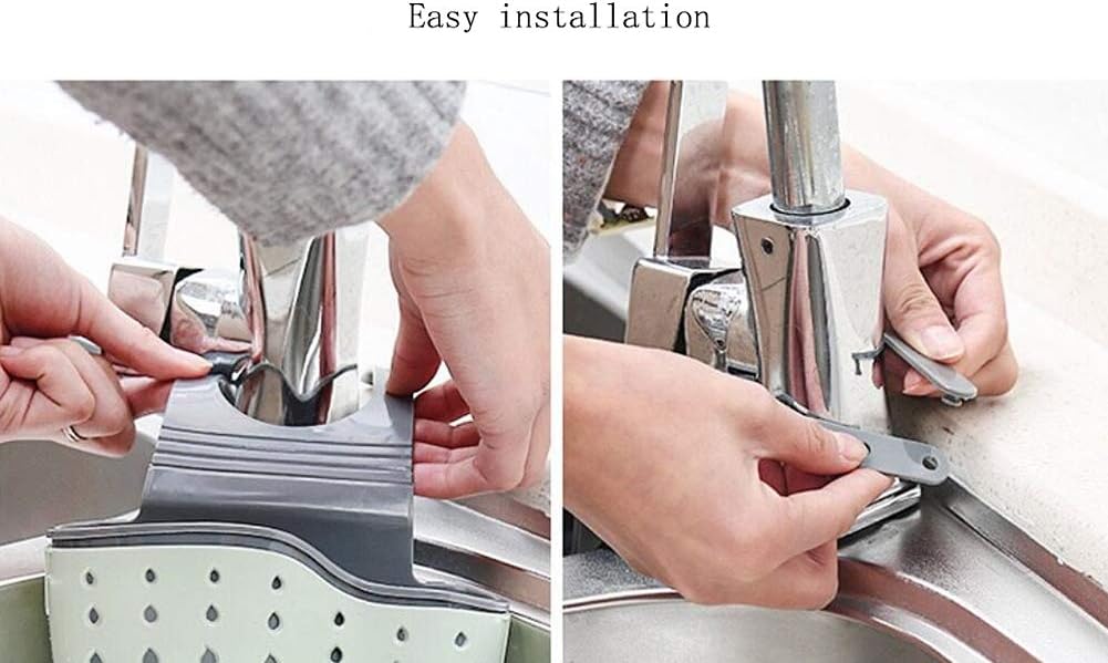 Magik Paquete de 2 organizadores de cocina para fregadero, cesta de limpieza, esponja de limpieza, soporte para jabón (beige, 2)