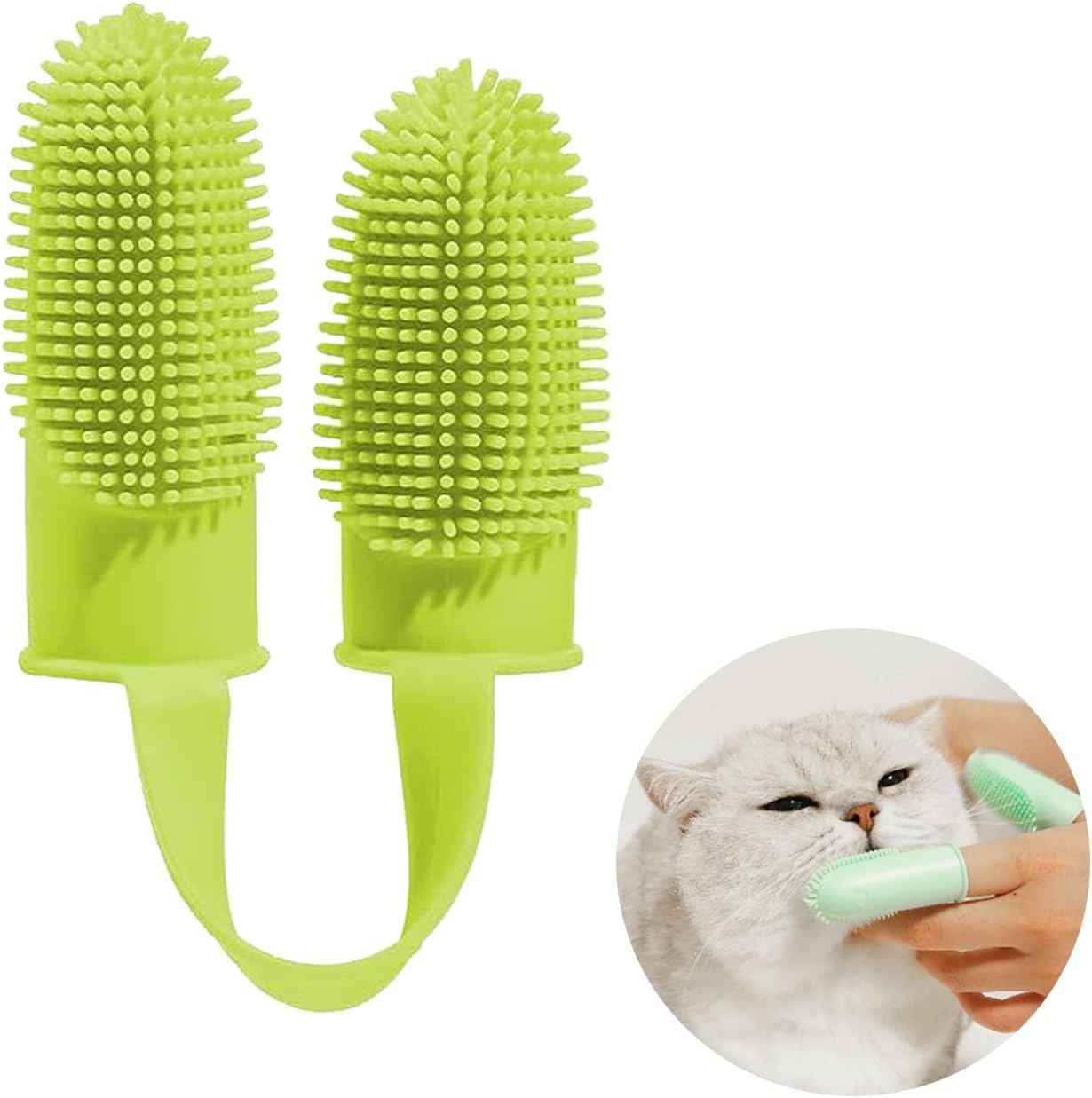 2 cepillos de dientes para perros, cerdas envolventes de 135, kit de cepillos de dientes de dos dedos para limpieza de dientes de perrosgatos,