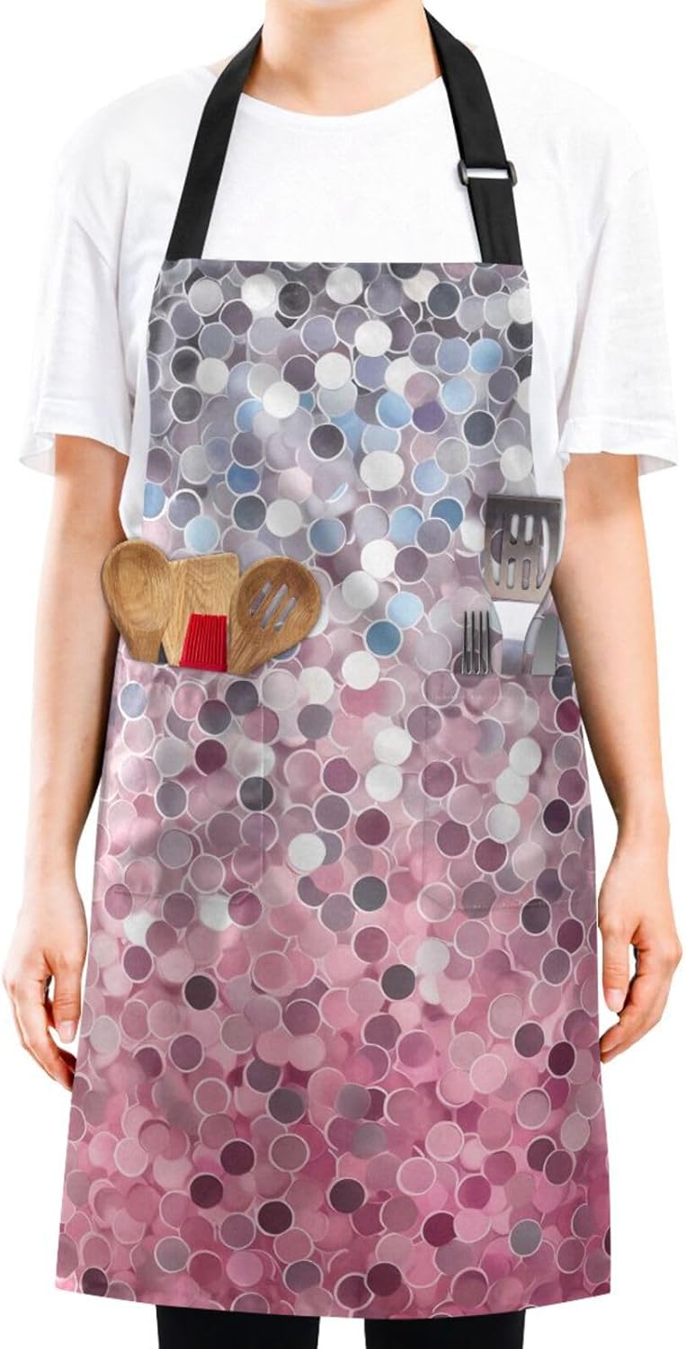 RPLIFE Delantal de barbacoa para hombre, color rosa, morado, dorado, plateado, delantal para cocinar, delantal de cocina impermeable, delantales de